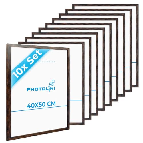 PHOTOLINI Bilderrahmen 40x50 Eiche Dunkel Holz MDF, 10er Set Bilderrahmen 50x40 mit bruchsicherem Acrylglas, Rahmen 40x50 zum Aufhängen, 50 x 40 frame mit Zubehör - picture frames für Fotos & Poster PHOTOLINI Bilderrahmen 40x50 Eiche Dunkel Holz MDF, 10er Set Bilderrahmen 50x40 mit bruchsicherem Acrylglas, Rahmen 40x50 zum Aufhängen, 50 x 40 frame mit Zubehör - picture frames für Fotos & Poster von PHOTOLINI