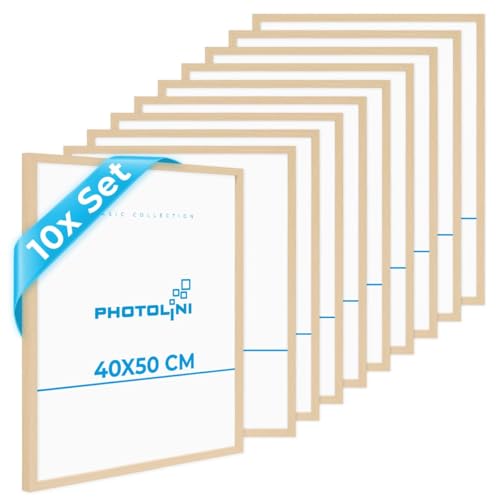 PHOTOLINI Bilderrahmen 40x50 Holz Natur aus MDF, 10er Set Poster Bilderrahmen 50x40 cm, bruchsicheres Acrylglas, Rahmen 40x50 cm zum Aufhängen, extra Zubehör - picture frame für Fotos & Poster PHOTOLINI Bilderrahmen 40x50 Holz Natur aus MDF, 10er Set Poster Bilderrahmen 50x40 cm, bruchsicheres Acrylglas, Rahmen 40x50 cm zum Aufhängen, extra Zubehör - picture frame für Fotos & Poster von PHOTOLINI