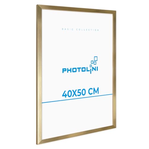 PHOTOLINI Bilderrahmen 40x50 Gold Holz aus MDF, Poster Bilderrahmen 50x40 cm, bruchsicheres Acrylglas, Rahmen 40x50 cm zum Aufhängen, extra Zubehör - picture frame für Fotos & Poster PHOTOLINI Bilderrahmen 40x50 Gold Holz aus MDF, Poster Bilderrahmen 50x40 cm, bruchsicheres Acrylglas, Rahmen 40x50 cm zum Aufhängen, extra Zubehör - picture frame für Fotos & Poster von PHOTOLINI