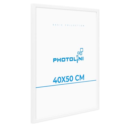 PHOTOLINI Bilderrahmen 40x50 Weiß Holz aus MDF, Poster Bilderrahmen 50x40 cm, bruchsicheres Acrylglas, Rahmen 40x50 cm zum Aufhängen, extra Zubehör - picture frame für Fotos & Poster PHOTOLINI Bilderrahmen 40x50 Weiß Holz aus MDF, Poster Bilderrahmen 50x40 cm, bruchsicheres Acrylglas, Rahmen 40x50 cm zum Aufhängen, extra Zubehör - picture frame für Fotos & Poster von PHOTOLINI