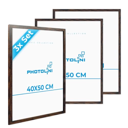 PHOTOLINI Bilderrahmen 40x50 Holz Eiche Dunkel aus MDF, 3er Set Poster Bilderrahmen 50x40 cm, bruchsicheres Acrylglas, Rahmen 40x50 cm zum Aufhängen, extra Zubehör - picture frame für Fotos & Poster PHOTOLINI Bilderrahmen 40x50 Holz Eiche Dunkel aus MDF, 3er Set Poster Bilderrahmen 50x40 cm, bruchsicheres Acrylglas, Rahmen 40x50 cm zum Aufhängen, extra Zubehör - picture frame für Fotos & Poster von PHOTOLINI