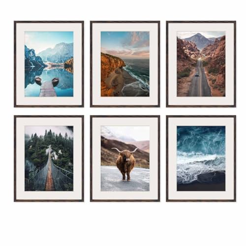 PHOTOLINI Bilderrahmen 40x50 Eiche Dunkel Holz MDF, 6er Set Bilderrahmen 50x40 mit Passepartout, bruchsicheres Acrylglas, Rahmen 40x50 zum Aufhängen mit Zubehör - picture frames für Fotos & Poster PHOTOLINI Bilderrahmen 40x50 Eiche Dunkel Holz MDF, 6er Set Bilderrahmen 50x40 mit Passepartout, bruchsicheres Acrylglas, Rahmen 40x50 zum Aufhängen mit Zubehör - picture frames für Fotos & Poster von PHOTOLINI