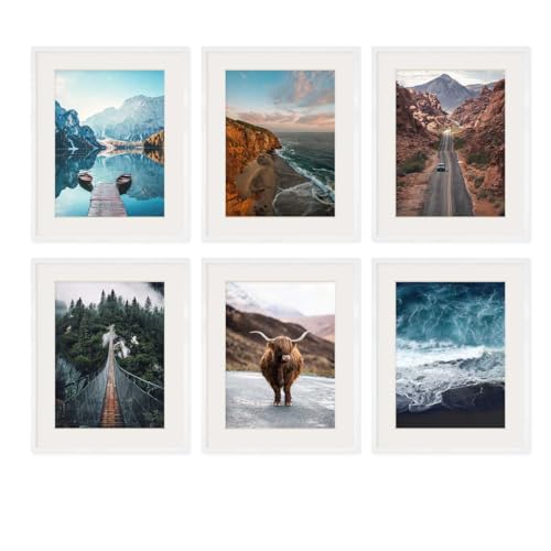 PHOTOLINI Bilderrahmen 40x50 weiß Holz MDF, 6er Set Bilderrahmen 50x40 weiß mit Passepartout, bruchsicheres Acrylglas, Rahmen 40x50 zum Aufhängen mit Zubehör - picture frames für Fotos & Poster PHOTOLINI Bilderrahmen 40x50 weiß Holz MDF, 6er Set Bilderrahmen 50x40 weiß mit Passepartout, bruchsicheres Acrylglas, Rahmen 40x50 zum Aufhängen mit Zubehör - picture frames für Fotos & Poster von PHOTOLINI