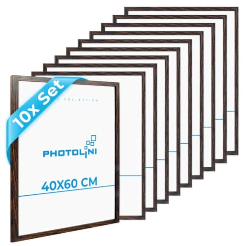 PHOTOLINI Bilderrahmen 40x60 Eiche Dunkel 10er Set Holz MDF, Bilderrahmen 60x40, bruchsicheres Acrylglas, picture frame 40 x 60 zum Aufhängen, extra Zubehör - für Fotos & Poster PHOTOLINI Bilderrahmen 40x60 Eiche Dunkel 10er Set Holz MDF, Bilderrahmen 60x40, bruchsicheres Acrylglas, picture frame 40 x 60 zum Aufhängen, extra Zubehör - für Fotos & Poster von PHOTOLINI