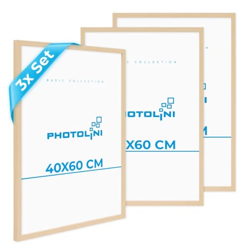 PHOTOLINI Bilderrahmen 40x60 3er Set natur Holz MDF, Bilderrahmen 60x40 natur, bruchsicheres Acrylglas, picture frame 40 x 60 zum Aufhängen, extra Zubehör - für Fotos & Poster PHOTOLINI Bilderrahmen 40x60 3er Set natur Holz MDF, Bilderrahmen 60x40 natur, bruchsicheres Acrylglas, picture frame 40 x 60 zum Aufhängen, extra Zubehör - für Fotos & Poster von PHOTOLINI