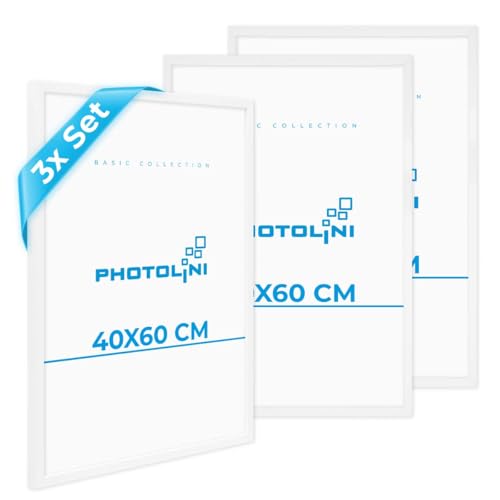 PHOTOLINI Bilderrahmen 40x60 3er Set weiß Holz MDF, Bilderrahmen 60x40 weiß, bruchsicheres Acrylglas, picture frame 40 x 60 zum Aufhängen, extra Zubehör - für Fotos & Poster PHOTOLINI Bilderrahmen 40x60 3er Set weiß Holz MDF, Bilderrahmen 60x40 weiß, bruchsicheres Acrylglas, picture frame 40 x 60 zum Aufhängen, extra Zubehör - für Fotos & Poster von PHOTOLINI