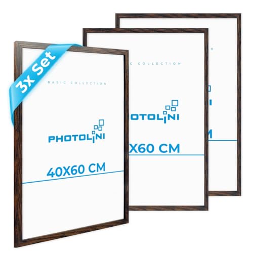 PHOTOLINI Bilderrahmen 40x60 3er Set Eiche Dunkel Holz MDF, Bilderrahmen 60x40, bruchsicheres Acrylglas, picture frame 40 x 60 zum Aufhängen, extra Zubehör - für Fotos & Poster PHOTOLINI Bilderrahmen 40x60 3er Set Eiche Dunkel Holz MDF, Bilderrahmen 60x40, bruchsicheres Acrylglas, picture frame 40 x 60 zum Aufhängen, extra Zubehör - für Fotos & Poster von PHOTOLINI