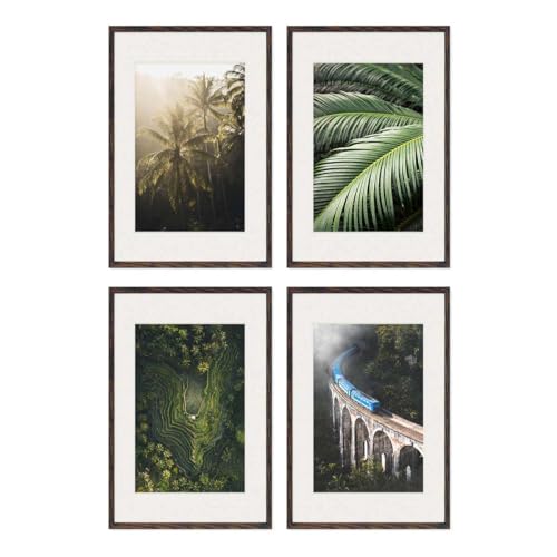 PHOTOLINI Bilderrahmen 40x60 Eiche Dunkel 4er Set Holz MDF, Bilderrahmen 60x40, Rahmen mit Passepartout, bruchsicheres Acrylglas, picture frame 40 x 60 zum Aufhängen, mit Zubehör - für Fotos & Poster PHOTOLINI Bilderrahmen 40x60 Eiche Dunkel 4er Set Holz MDF, Bilderrahmen 60x40, Rahmen mit Passepartout, bruchsicheres Acrylglas, picture frame 40 x 60 zum Aufhängen, mit Zubehör - für Fotos & Poster von PHOTOLINI