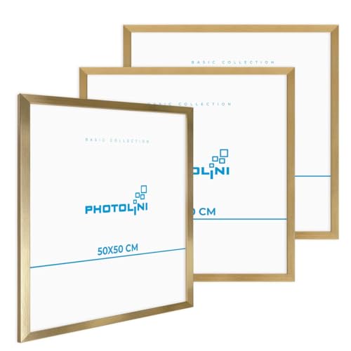 PHOTOLINI Bilderrahmen 50x50 Gold MDF-Holz, 3er Set Poster-Rahmen, bruchsicheres Acrylglas, zum Aufhängen, extra Zubehör - für Fotos & Poster PHOTOLINI Bilderrahmen 50x50 Gold MDF-Holz, 3er Set Poster-Rahmen, bruchsicheres Acrylglas, zum Aufhängen, extra Zubehör - für Fotos & Poster von PHOTOLINI