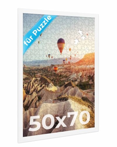 PHOTOLINI Bilderrahmen 50x70 Weiss, Puzzle Rahmen 70x50 Holz MDF mit Acrylglas, Bilderrahmen Puzzle 1000 Teile 50x70 zum Aufhängen, Puzzlerahmen 500-1000 Teile - ideal für Ihre Puzzle-Galerie PHOTOLINI Bilderrahmen 50x70 Weiss, Puzzle Rahmen 70x50 Holz MDF mit Acrylglas, Bilderrahmen Puzzle 1000 Teile 50x70 zum Aufhängen, Puzzlerahmen 500-1000 Teile - ideal für Ihre Puzzle-Galerie von PHOTOLINI