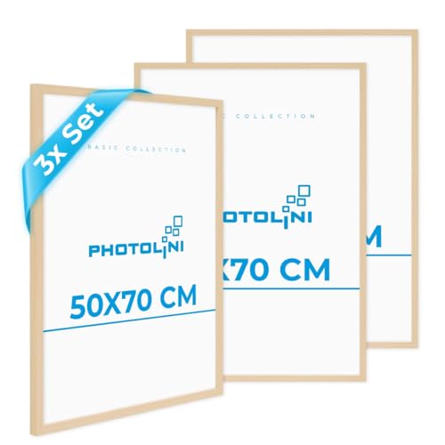 PHOTOLINI Bilderrahmen 50x70 Holz MDF Natur 3er Set, 50x70 cm Bilderrahmen groß, Rahmen 70x50 Puzzle, bruchsicheres Acrylglas, picture frame zum Aufhängen, Fotorahmen für Fotos, Puzzle & Poster PHOTOLINI Bilderrahmen 50x70 Holz MDF Natur 3er Set, 50x70 cm Bilderrahmen groß, Rahmen 70x50 Puzzle, bruchsicheres Acrylglas, picture frame zum Aufhängen, Fotorahmen für Fotos, Puzzle & Poster von PHOTOLINI