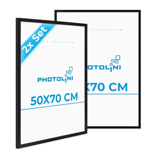 PHOTOLINI Bilderrahmen 50x70 Schwarz 2er Set Holz MDF, 50x70 cm Bilderrahmen groß, Rahmen 70x50 Puzzle, bruchsicheres Acrylglas, picture frame zum Aufhängen, Posterrahmen für Fotos, Puzzle & Poster PHOTOLINI Bilderrahmen 50x70 Schwarz 2er Set Holz MDF, 50x70 cm Bilderrahmen groß, Rahmen 70x50 Puzzle, bruchsicheres Acrylglas, picture frame zum Aufhängen, Posterrahmen für Fotos, Puzzle & Poster von PHOTOLINI