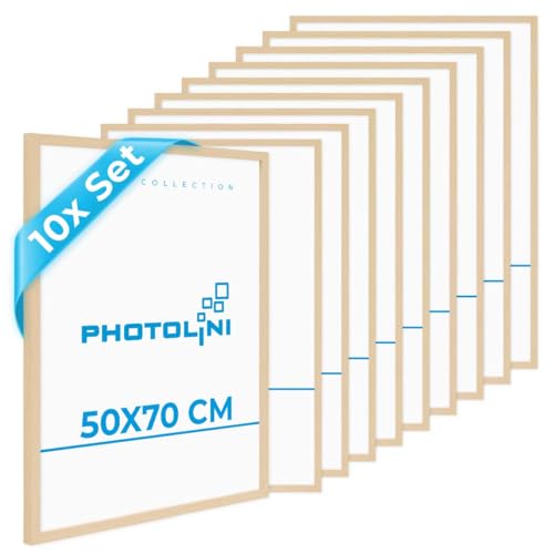 PHOTOLINI Bilderrahmen 50x70 Holz MDF Natur 10er Set, 50x70 cm Bilderrahmen groß, Rahmen 70x50 Puzzle, bruchsicheres Acrylglas, picture frame zum Aufhängen, Fotorahmen für Fotos, Puzzle & Poster PHOTOLINI Bilderrahmen 50x70 Holz MDF Natur 10er Set, 50x70 cm Bilderrahmen groß, Rahmen 70x50 Puzzle, bruchsicheres Acrylglas, picture frame zum Aufhängen, Fotorahmen für Fotos, Puzzle & Poster von PHOTOLINI