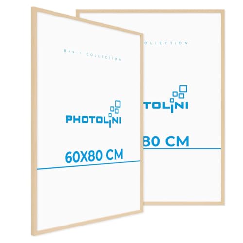 PHOTOLINI Bilderrahmen 60x80 Holz Natur aus MDF, 2er Set Poster-Rahmen, bruchsicheres Acrylglas, zum Aufhängen, extra Zubehör - für Fotos & Poster PHOTOLINI Bilderrahmen 60x80 Holz Natur aus MDF, 2er Set Poster-Rahmen, bruchsicheres Acrylglas, zum Aufhängen, extra Zubehör - für Fotos & Poster von PHOTOLINI
