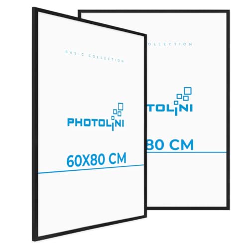 PHOTOLINI Bilderrahmen 60x80 Schwarz MDF-Holz, 2er Set Poster-Rahmen, bruchsicheres Acrylglas, zum Aufhängen, extra Zubehör - für Fotos & Poster PHOTOLINI Bilderrahmen 60x80 Schwarz MDF-Holz, 2er Set Poster-Rahmen, bruchsicheres Acrylglas, zum Aufhängen, extra Zubehör - für Fotos & Poster von PHOTOLINI