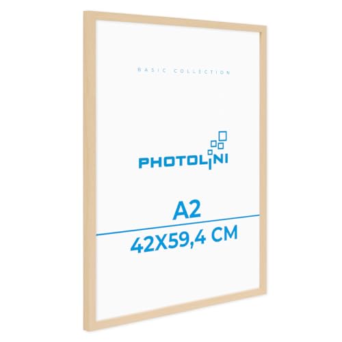 PHOTOLINI Bilderrahmen A2 Holz Natur aus MDF, Picture Frame DIN A2 Rahmen 42x60, bruchsicheres Acrylglas, DIN A2 Bilderrahmen 60x42 zum Aufhängen, extra Zubehör - A2 Frame für Fotos & Poster PHOTOLINI Bilderrahmen A2 Holz Natur aus MDF, Picture Frame DIN A2 Rahmen 42x60, bruchsicheres Acrylglas, DIN A2 Bilderrahmen 60x42 zum Aufhängen, extra Zubehör - A2 Frame für Fotos & Poster von PHOTOLINI