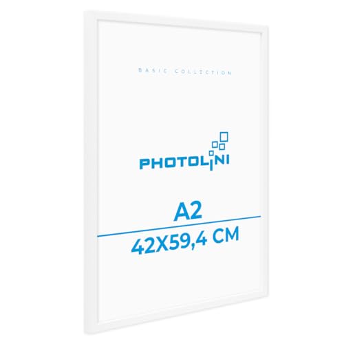 PHOTOLINI Bilderrahmen A2 Weiß Holz aus MDF, Picture Frame Rahmen 42x60, bruchsicheres Acrylglas, DIN A2 Bilderrahmen 60x42 zum Aufhängen, extra Zubehör - A2 Frame für Fotos & Poster PHOTOLINI Bilderrahmen A2 Weiß Holz aus MDF, Picture Frame Rahmen 42x60, bruchsicheres Acrylglas, DIN A2 Bilderrahmen 60x42 zum Aufhängen, extra Zubehör - A2 Frame für Fotos & Poster von PHOTOLINI