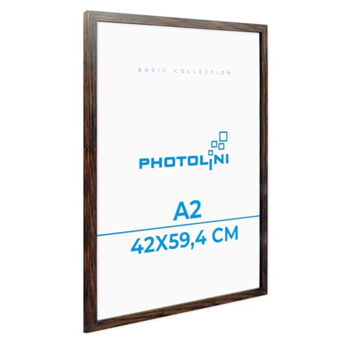 PHOTOLINI Bilderrahmen A2 Holz Eiche Dunkel aus MDF, Picture Frame Rahmen 42x60, bruchsicheres Acrylglas, DIN A2 Bilderrahmen 60x42 zum Aufhängen, extra Zubehör - A2 Frame für Fotos, Poster PHOTOLINI Bilderrahmen A2 Holz Eiche Dunkel aus MDF, Picture Frame Rahmen 42x60, bruchsicheres Acrylglas, DIN A2 Bilderrahmen 60x42 zum Aufhängen, extra Zubehör - A2 Frame für Fotos, Poster von PHOTOLINI