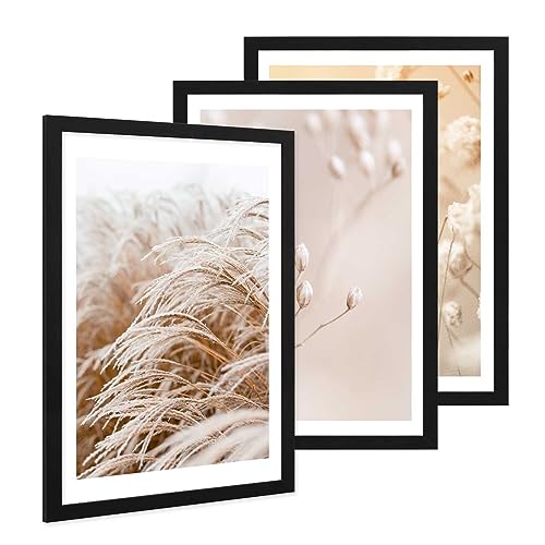 PHOTOLINI Bilderrahmen A2 42x59,4 cm Schwarz MDF-Holz, breite Rahmen, 3er Set, modern, bruchsicheres Acrylglas, zum Aufhängen, extra Zubehör - für Ihre stilvolle Wanddekoration PHOTOLINI Bilderrahmen A2 42x59,4 cm Schwarz MDF-Holz, breite Rahmen, 3er Set, modern, bruchsicheres Acrylglas, zum Aufhängen, extra Zubehör - für Ihre stilvolle Wanddekoration von PHOTOLINI