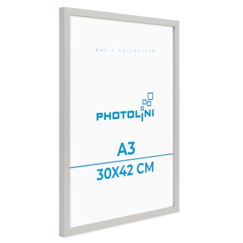 PHOTOLINI Bilderrahmen A3 Holz MDF Silber, A3 Bilderrahmen 30x42 Holz MDF, DIN A 3 Rahmen mit Acrylglas, Picture Frame 42x30 zum Aufhängen, Rahmen 42 x 30 mit Zubehör für DINA3 Fotos & Poster PHOTOLINI Bilderrahmen A3 Holz MDF Silber, A3 Bilderrahmen 30x42 Holz MDF, DIN A 3 Rahmen mit Acrylglas, Picture Frame 42x30 zum Aufhängen, Rahmen 42 x 30 mit Zubehör für DINA3 Fotos & Poster von PHOTOLINI