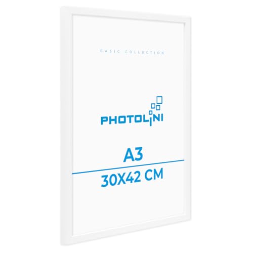 PHOTOLINI Bilderrahmen A3 Weiß Holz MDF, A3 Bilderrahmen 30x42 weiß, DIN A 3 Rahmen mit Acrylglas, Picture Frame 42x30 zum Aufhängen, Rahmen 42 x 30 mit Zubehör für DINA3 Fotos & Poster PHOTOLINI Bilderrahmen A3 Weiß Holz MDF, A3 Bilderrahmen 30x42 weiß, DIN A 3 Rahmen mit Acrylglas, Picture Frame 42x30 zum Aufhängen, Rahmen 42 x 30 mit Zubehör für DINA3 Fotos & Poster von PHOTOLINI