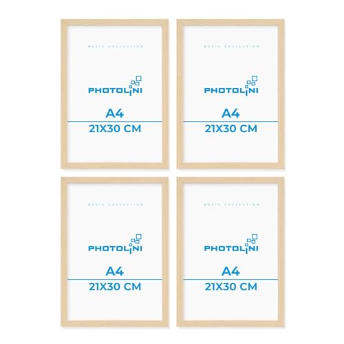 PHOTOLINI Bilderrahmen A4 Holz MDF Natur, 4er Set DIN A4 Bilderrahmen 21x30 cm, bruchsicheres Acrylglas, picture frame zum Aufhängen & Aufstellen, Rahmen mit Zubehör 30x21 für Fotos & Poster PHOTOLINI Bilderrahmen A4 Holz MDF Natur, 4er Set DIN A4 Bilderrahmen 21x30 cm, bruchsicheres Acrylglas, picture frame zum Aufhängen & Aufstellen, Rahmen mit Zubehör 30x21 für Fotos & Poster von PHOTOLINI