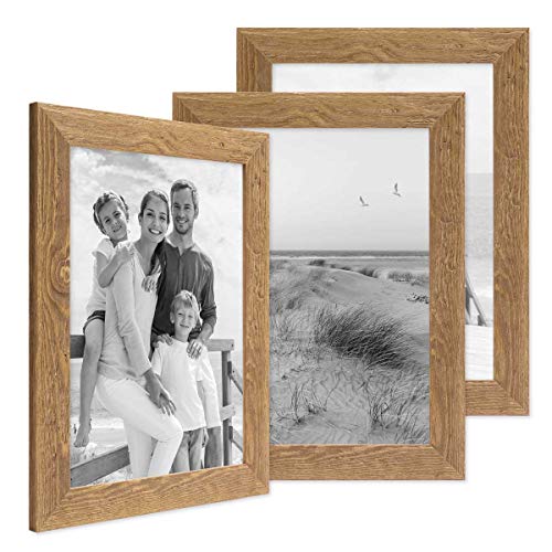 PHOTOLINI Bilderrahmen A4 21x30 cm Holz Eiche-Optik, 3er Set Echtholz-Rahmen rustikal, Strandhaus, Made in Germany, Echtglas, zum Aufhängen, extra Zubehör - Treibholzlook mit einem Hauch Küstenflair PHOTOLINI Bilderrahmen A4 21x30 cm Holz Eiche-Optik, 3er Set Echtholz-Rahmen rustikal, Strandhaus, Made in Germany, Echtglas, zum Aufhängen, extra Zubehör - Treibholzlook mit einem Hauch Küstenflair von PHOTOLINI