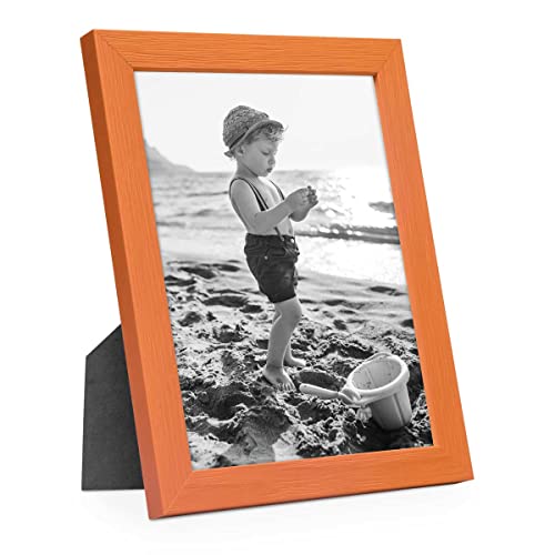 PHOTOLINI Bilderrahmen Kinderzimmer 13x18 cm Orange, Wechselrahmen farbig, Holz, Acrylglas, Made in Germany, zum Aufstellen & Aufhängen, mit Zubehör - für bunte Kinderbilder von PHOTOLINI
