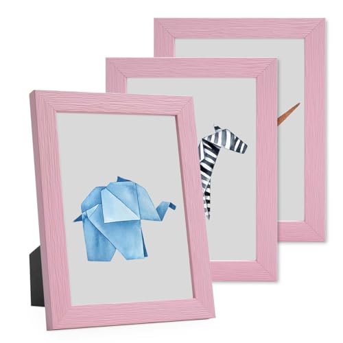 PHOTOLINI Bilderrahmen Kinderzimmer 13x18 cm Rosa, 3er Set Wechselrahmen farbig, Holz, Acrylglas, Made in Germany, zum Aufstellen & Aufhängen, mit Zubehör - für Bunte Kinderbilder PHOTOLINI Bilderrahmen Kinderzimmer 13x18 cm Rosa, 3er Set Wechselrahmen farbig, Holz, Acrylglas, Made in Germany, zum Aufstellen & Aufhängen, mit Zubehör - für Bunte Kinderbilder von PHOTOLINI