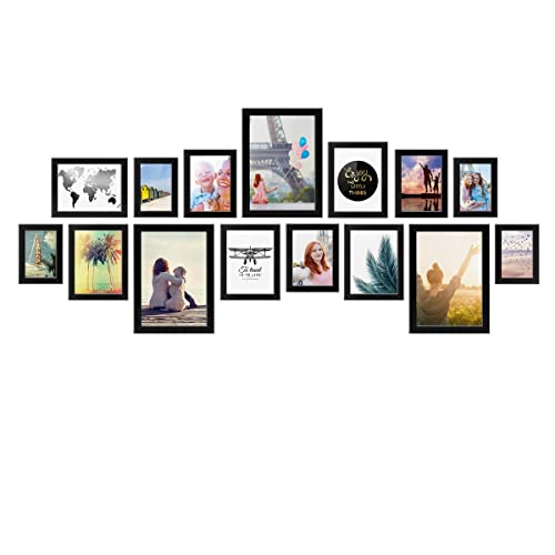 PHOTOLINI Bilderrahmen Set Schwarz, Fotorahmen Holz MDF, 15er Bilderrahmenset Wand Collage, photo frames for wall mit Acrylglas aufhängen, schwarze Bilderrahmen Set verschiedene Größen mit Zubehör PHOTOLINI Bilderrahmen Set Schwarz, Fotorahmen Holz MDF, 15er Bilderrahmenset Wand Collage, photo frames for wall mit Acrylglas aufhängen, schwarze Bilderrahmen Set verschiedene Größen mit Zubehör von PHOTOLINI