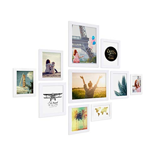 PHOTOLINI Bilderrahmen Set Weiß, Fotorahmen Holz MDF, 10er Bilderrahmenset Wand Collage, photo frames for wall mit Acrylglas aufhängen, weiße Bilderrahmen Set verschiedene Größen mit Zubehör PHOTOLINI Bilderrahmen Set Weiß, Fotorahmen Holz MDF, 10er Bilderrahmenset Wand Collage, photo frames for wall mit Acrylglas aufhängen, weiße Bilderrahmen Set verschiedene Größen mit Zubehör von PHOTOLINI