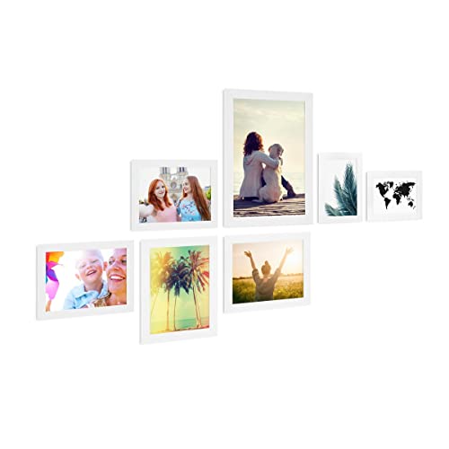 PHOTOLINI Bilderrahmen Set Weiß, Fotorahmen Holz MDF, 7er Bilderrahmenset Wand Collage, photo frames for wall mit Acrylglas aufhängen, weiße Bilderrahmen Set verschiedene Größen mit Zubehör PHOTOLINI Bilderrahmen Set Weiß, Fotorahmen Holz MDF, 7er Bilderrahmenset Wand Collage, photo frames for wall mit Acrylglas aufhängen, weiße Bilderrahmen Set verschiedene Größen mit Zubehör von PHOTOLINI