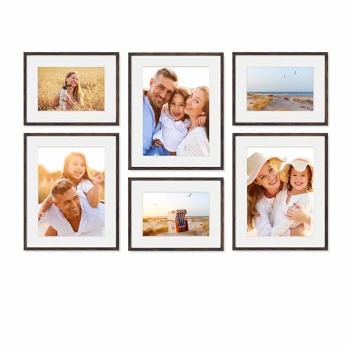 PHOTOLINI dunkle Eiche Bilderrahmen Set verschiedene Größen, 6 MDF Holz Bilderrahmen mit Passepartout, Bilder Rahmen Acrylglas, No.9 Bilderrahmenset zum Aufhängen, Fotowand Fotorahmen Set & Zubehör PHOTOLINI dunkle Eiche Bilderrahmen Set verschiedene Größen, 6 MDF Holz Bilderrahmen mit Passepartout, Bilder Rahmen Acrylglas, No.9 Bilderrahmenset zum Aufhängen, Fotowand Fotorahmen Set & Zubehör von PHOTOLINI