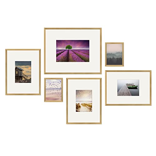 PHOTOLINI goldene Bilderrahmen Set verschiedene Größen, 6 MDF Holz Bilderrahmen mit Passepartout, Bilder Rahmen mit Acrylglas, No.6 Bilderrahmenset zum Aufhängen, Fotowand Fotorahmen Set & Zubehör PHOTOLINI goldene Bilderrahmen Set verschiedene Größen, 6 MDF Holz Bilderrahmen mit Passepartout, Bilder Rahmen mit Acrylglas, No.6 Bilderrahmenset zum Aufhängen, Fotowand Fotorahmen Set & Zubehör von PHOTOLINI