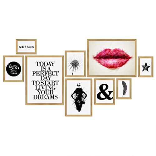 PHOTOLINI goldene Bilderrahmen Set verschiedene Größen, 9 Bilderrahmen Holz MDF gold, Bilder Rahmen mit Acrylglas, Bilderrahmenset zum Aufhängen, Fotorahmen Set mit Zubehör für Fotos & Poster PHOTOLINI goldene Bilderrahmen Set verschiedene Größen, 9 Bilderrahmen Holz MDF gold, Bilder Rahmen mit Acrylglas, Bilderrahmenset zum Aufhängen, Fotorahmen Set mit Zubehör für Fotos & Poster von PHOTOLINI