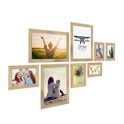 PHOTOLINI Bilderrahmen Set Holz, Fotorahmen Holz Echtholz, 8er Bilderrahmenset Wand Collage, photo frames for wall mit Acrylglas aufhängen, Eiche Bilderrahmen Set verschiedene Größen mit Zubehör PHOTOLINI Bilderrahmen Set Holz, Fotorahmen Holz Echtholz, 8er Bilderrahmenset Wand Collage, photo frames for wall mit Acrylglas aufhängen, Eiche Bilderrahmen Set verschiedene Größen mit Zubehör von PHOTOLINI