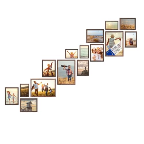 PHOTOLINI Bilderrahmen Set Holz Eiche Dunkel, Holzbilderrahmen Made in EU, 15er Rahmenset mit Acrylglas, Bilder Rahmen zum Aufhängen, Bilderrahmen Treppenhaus - für Ihre liebsten Fotos & Bilder PHOTOLINI Bilderrahmen Set Holz Eiche Dunkel, Holzbilderrahmen Made in EU, 15er Rahmenset mit Acrylglas, Bilder Rahmen zum Aufhängen, Bilderrahmen Treppenhaus - für Ihre liebsten Fotos & Bilder von PHOTOLINI