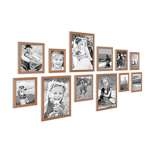 PHOTOLINI Bilderrahmen-Set Holz Eiche-Optik Landhaus-Stil, 12er Set Holz-Rahmen, Made in Germany, Echtglas, zum Aufhängen, mit Zubehör - perfekt für Familienfotos & Urlaubsbilder PHOTOLINI Bilderrahmen-Set Holz Eiche-Optik Landhaus-Stil, 12er Set Holz-Rahmen, Made in Germany, Echtglas, zum Aufhängen, mit Zubehör - perfekt für Familienfotos & Urlaubsbilder von PHOTOLINI