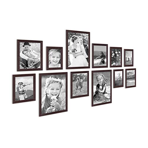 PHOTOLINI Bilderrahmen-Set Holz Nuss Landhaus-Stil, 12er Set Holz-Rahmen, Made in Germany, Echtglas, zum Aufhängen, mit Zubehör - perfekt für Familienfotos & Urlaubsbilder PHOTOLINI Bilderrahmen-Set Holz Nuss Landhaus-Stil, 12er Set Holz-Rahmen, Made in Germany, Echtglas, zum Aufhängen, mit Zubehör - perfekt für Familienfotos & Urlaubsbilder von PHOTOLINI