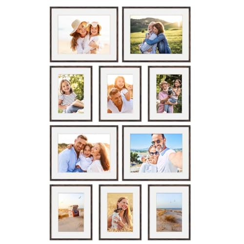 PHOTOLINI dunkle Eiche Bilderrahmen Set verschiedene Größen, 10 MDF Holz Bilderrahmen mit Passepartout, Bilder Rahmen Acrylglas, Bilderrahmenset zum Aufhängen, Fotowand Fotorahmen Set & Zubehör PHOTOLINI dunkle Eiche Bilderrahmen Set verschiedene Größen, 10 MDF Holz Bilderrahmen mit Passepartout, Bilder Rahmen Acrylglas, Bilderrahmenset zum Aufhängen, Fotowand Fotorahmen Set & Zubehör von PHOTOLINI