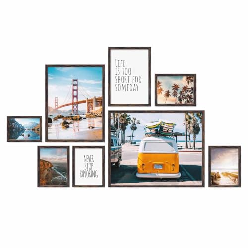 PHOTOLINI dunkel Eiche Bilderrahmen Set verschiedene Größen, 8 Bilderrahmen braun Holz MDF, Bilder Rahmen mit Acrylglas, Bilderrahmenset zum Aufhängen, Fotorahmen Set mit Zubehör für Fotos & Poster PHOTOLINI dunkel Eiche Bilderrahmen Set verschiedene Größen, 8 Bilderrahmen braun Holz MDF, Bilder Rahmen mit Acrylglas, Bilderrahmenset zum Aufhängen, Fotorahmen Set mit Zubehör für Fotos & Poster von PHOTOLINI