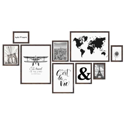 PHOTOLINI dunkel Eiche Bilderrahmen Set verschiedene Größen, 9 Bilderrahmen braun Holz MDF, Bilder Rahmen mit Acrylglas, Bilderrahmenset zum Aufhängen, Fotorahmen Set mit Zubehör für Fotos & Poster PHOTOLINI dunkel Eiche Bilderrahmen Set verschiedene Größen, 9 Bilderrahmen braun Holz MDF, Bilder Rahmen mit Acrylglas, Bilderrahmenset zum Aufhängen, Fotorahmen Set mit Zubehör für Fotos & Poster von PHOTOLINI