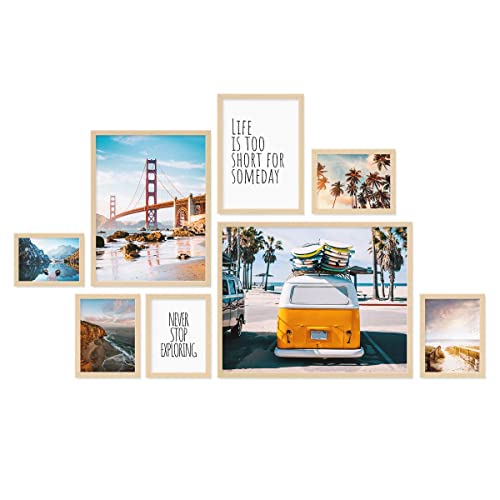 PHOTOLINI Bilderrahmen Set verschiedene Größen, 8 Bilderrahmen Holz MDF Natur, Bilder Rahmen mit Acrylglas, Bilderrahmenset zum Aufhängen, Fotorahmen Set mit Zubehör für Fotos & Poster PHOTOLINI Bilderrahmen Set verschiedene Größen, 8 Bilderrahmen Holz MDF Natur, Bilder Rahmen mit Acrylglas, Bilderrahmenset zum Aufhängen, Fotorahmen Set mit Zubehör für Fotos & Poster von PHOTOLINI