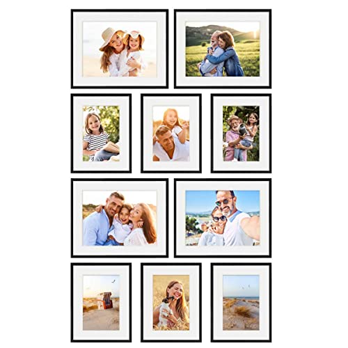 PHOTOLINI schwarze Bilderrahmen Set verschiedene Größen, 10 MDF Holz Bilderrahmen mit Passepartout, Bilder Rahmen mit Acrylglas, Bilderrahmenset zum Aufhängen, Fotowand Fotorahmen Set & Zubehör PHOTOLINI schwarze Bilderrahmen Set verschiedene Größen, 10 MDF Holz Bilderrahmen mit Passepartout, Bilder Rahmen mit Acrylglas, Bilderrahmenset zum Aufhängen, Fotowand Fotorahmen Set & Zubehör von PHOTOLINI