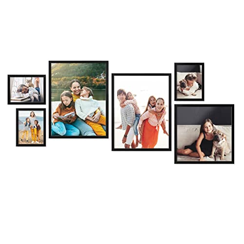 PHOTOLINI schwarze Bilderrahmen Set verschiedene Größen, 6 Bilderrahmen schwarz Holz MDF, Bilder Rahmen mit Acrylglas, No.3 Bilderrahmenset zum Aufhängen, Fotorahmen Set mit Zubehör für Fotos, Poster PHOTOLINI schwarze Bilderrahmen Set verschiedene Größen, 6 Bilderrahmen schwarz Holz MDF, Bilder Rahmen mit Acrylglas, No.3 Bilderrahmenset zum Aufhängen, Fotorahmen Set mit Zubehör für Fotos, Poster von PHOTOLINI