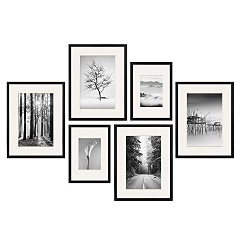 PHOTOLINI schwarze Bilderrahmen Set verschiedene Größen, 6 MDF Holz Bilderrahmen mit Passepartout, Bilder Rahmen mit Acrylglas, No.4 Bilderrahmenset zum Aufhängen, Fotowand Fotorahmen Set & Zubehör PHOTOLINI schwarze Bilderrahmen Set verschiedene Größen, 6 MDF Holz Bilderrahmen mit Passepartout, Bilder Rahmen mit Acrylglas, No.4 Bilderrahmenset zum Aufhängen, Fotowand Fotorahmen Set & Zubehör von PHOTOLINI
