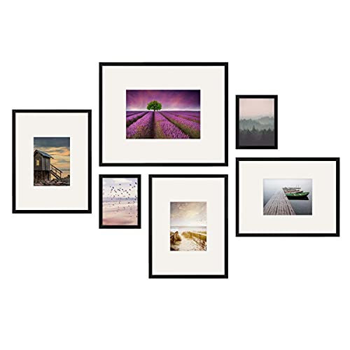 PHOTOLINI schwarze Bilderrahmen Set verschiedene Größen, 6 MDF Holz Bilderrahmen mit Passepartout, Bilder Rahmen mit Acrylglas, No.6 Bilderrahmenset zum Aufhängen, Fotowand Fotorahmen Set & Zubehör PHOTOLINI schwarze Bilderrahmen Set verschiedene Größen, 6 MDF Holz Bilderrahmen mit Passepartout, Bilder Rahmen mit Acrylglas, No.6 Bilderrahmenset zum Aufhängen, Fotowand Fotorahmen Set & Zubehör von PHOTOLINI