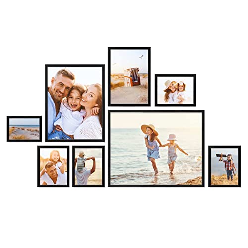 PHOTOLINI schwarze Bilderrahmen Set verschiedene Größen, 8 Bilderrahmen schwarz Holz MDF, Bilder Rahmen mit Acrylglas, Bilderrahmenset zum Aufhängen, Fotorahmen Set mit Zubehör für Fotos & Poster PHOTOLINI schwarze Bilderrahmen Set verschiedene Größen, 8 Bilderrahmen schwarz Holz MDF, Bilder Rahmen mit Acrylglas, Bilderrahmenset zum Aufhängen, Fotorahmen Set mit Zubehör für Fotos & Poster von PHOTOLINI