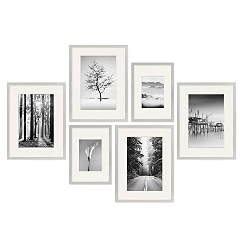 PHOTOLINI silberne Bilderrahmen Set verschiedene Größen, 6 MDF Holz Bilderrahmen mit Passepartout, Bilder Rahmen mit Acrylglas, No.4 Bilderrahmenset zum Aufhängen, Fotowand Fotorahmen Set & Zubehör PHOTOLINI silberne Bilderrahmen Set verschiedene Größen, 6 MDF Holz Bilderrahmen mit Passepartout, Bilder Rahmen mit Acrylglas, No.4 Bilderrahmenset zum Aufhängen, Fotowand Fotorahmen Set & Zubehör von PHOTOLINI
