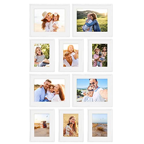 PHOTOLINI weiße Bilderrahmen Set verschiedene Größen, 10 MDF Holz Bilderrahmen mit Passepartout, Bilder Rahmen mit Acrylglas, Bilderrahmenset zum Aufhängen, Fotowand Fotorahmen Set & Zubehör PHOTOLINI weiße Bilderrahmen Set verschiedene Größen, 10 MDF Holz Bilderrahmen mit Passepartout, Bilder Rahmen mit Acrylglas, Bilderrahmenset zum Aufhängen, Fotowand Fotorahmen Set & Zubehör von PHOTOLINI